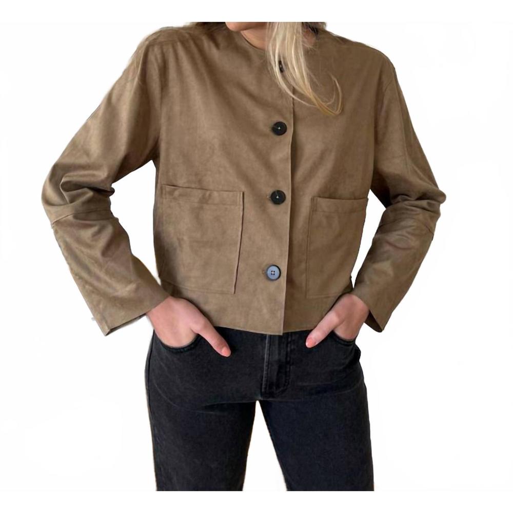 NEW MIOU MUSE button front suede jacket in mocha